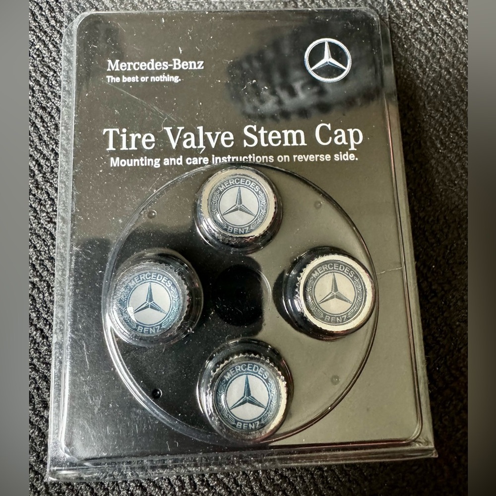2 Sets Mercedes-Benz Silver Tire Valve Stem Caps